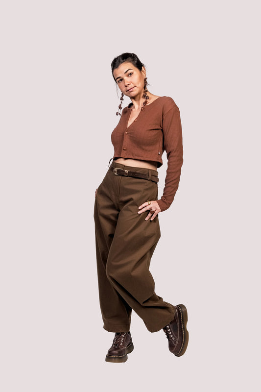 Magnífica | Calça Sarja Barrel Leg Algodão - Fuá Ateliê