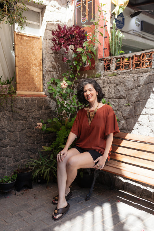 Blusa crua • malha algodão terracota - Fuá Ateliê