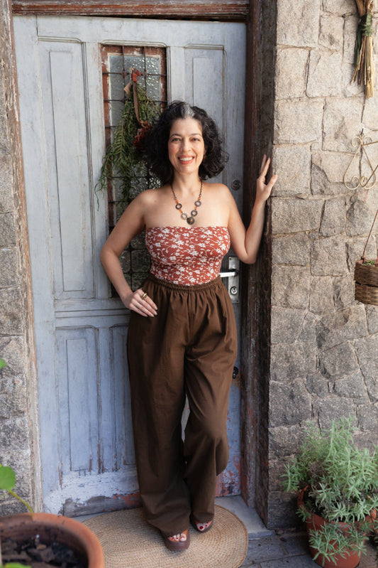 Leoa | Calça reta • sarja algodão - Fuá Ateliê