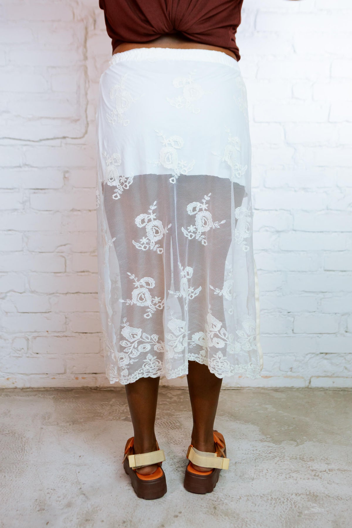 Renda - se | Saia midi • renda algodão branca - Fuá Ateliê