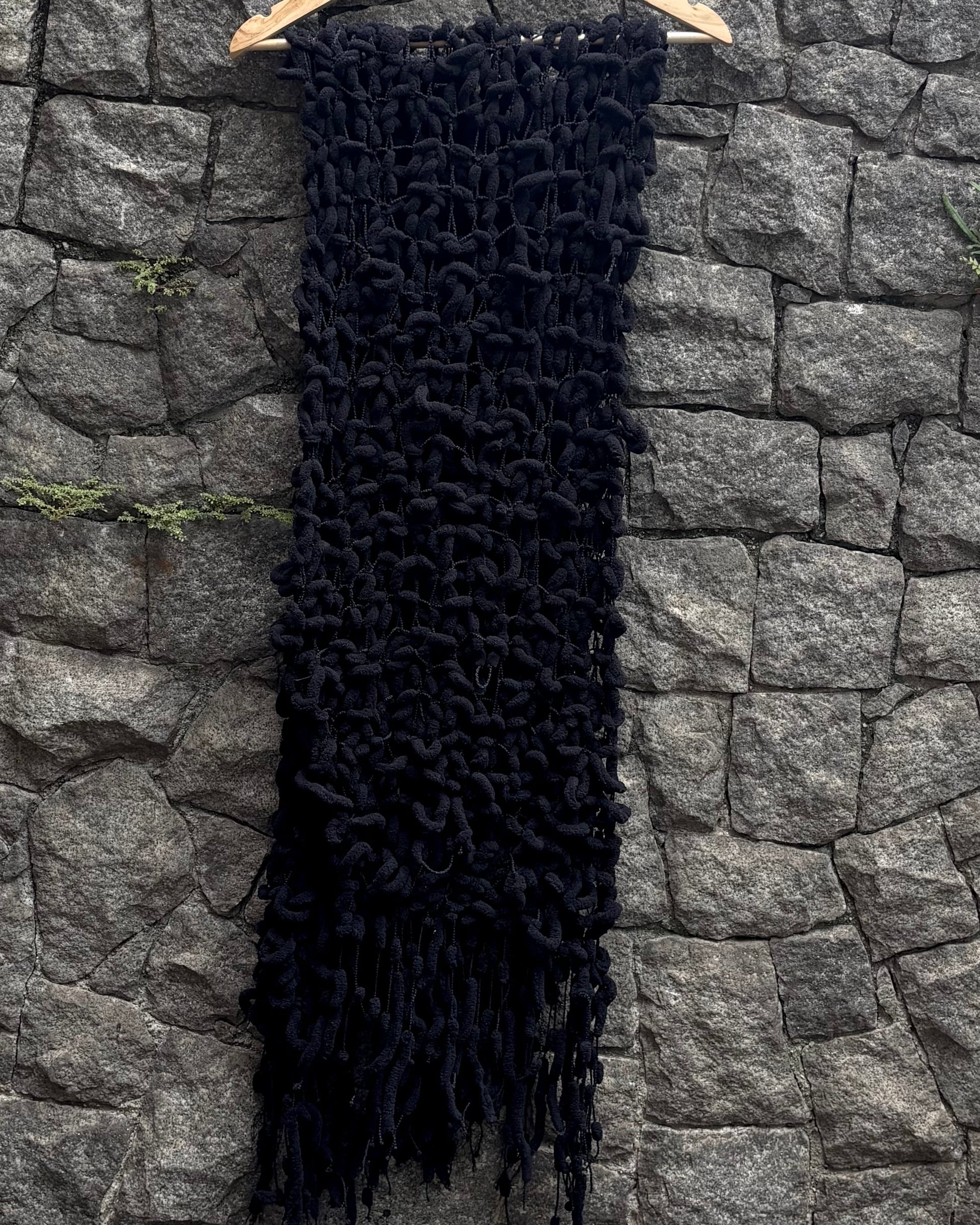 cachecol tricô | 100% feito a mão • preto - Fuá Ateliê