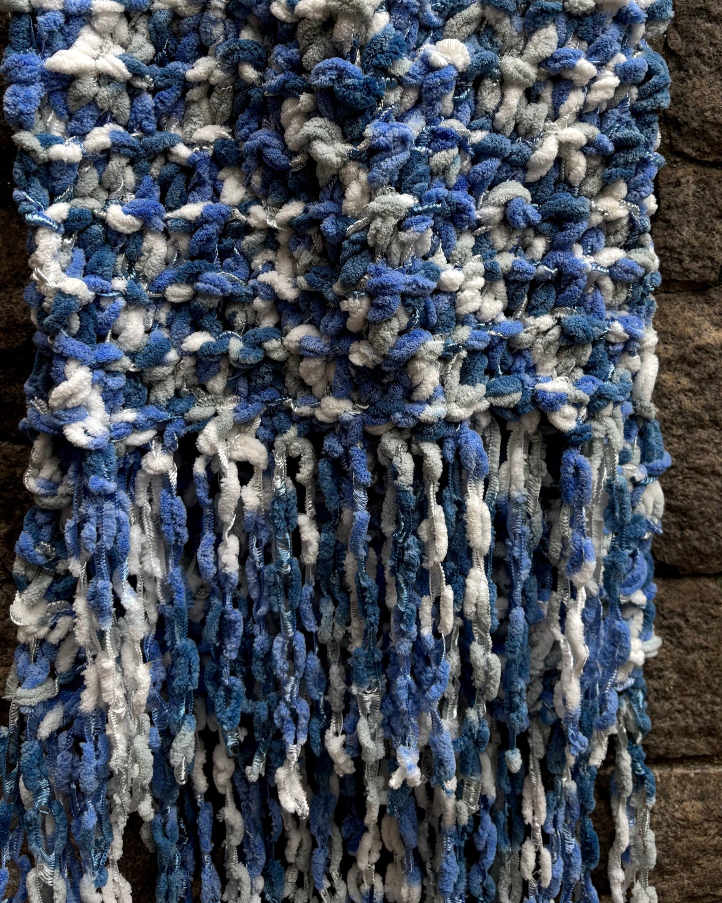 cachecol tricô | 100% feito a mão • azul/branco - Fuá Ateliê