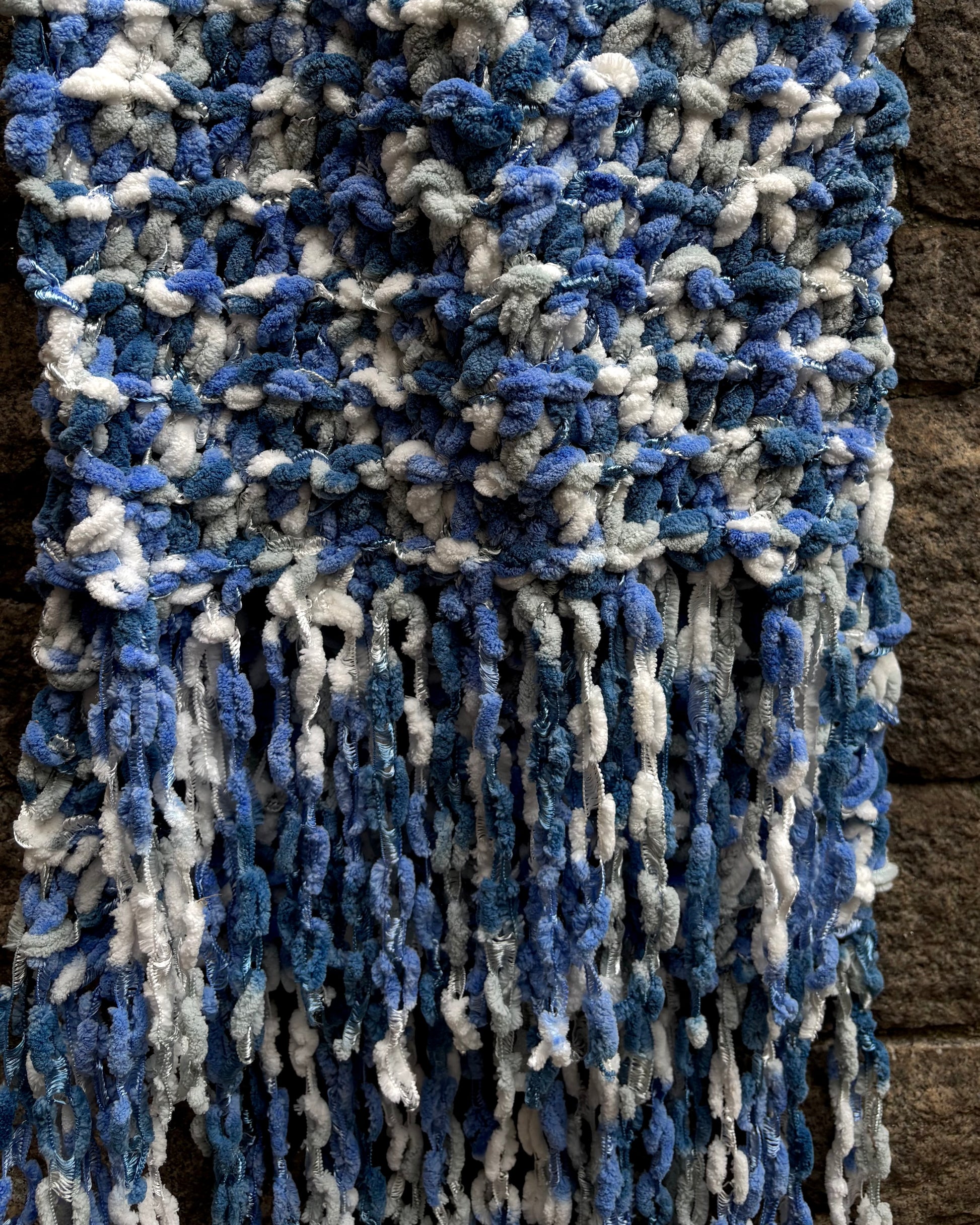cachecol tricô | 100% feito a mão • azul/branco - Fuá Ateliê