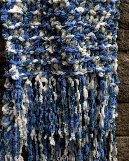 cachecol tricô | 100% feito a mão • azul/branco - Fuá Ateliê