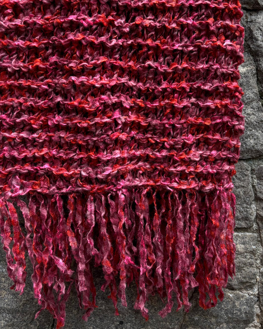 cachecol tricô | 100% feito a mão • pink/vermelho - Fuá Ateliê