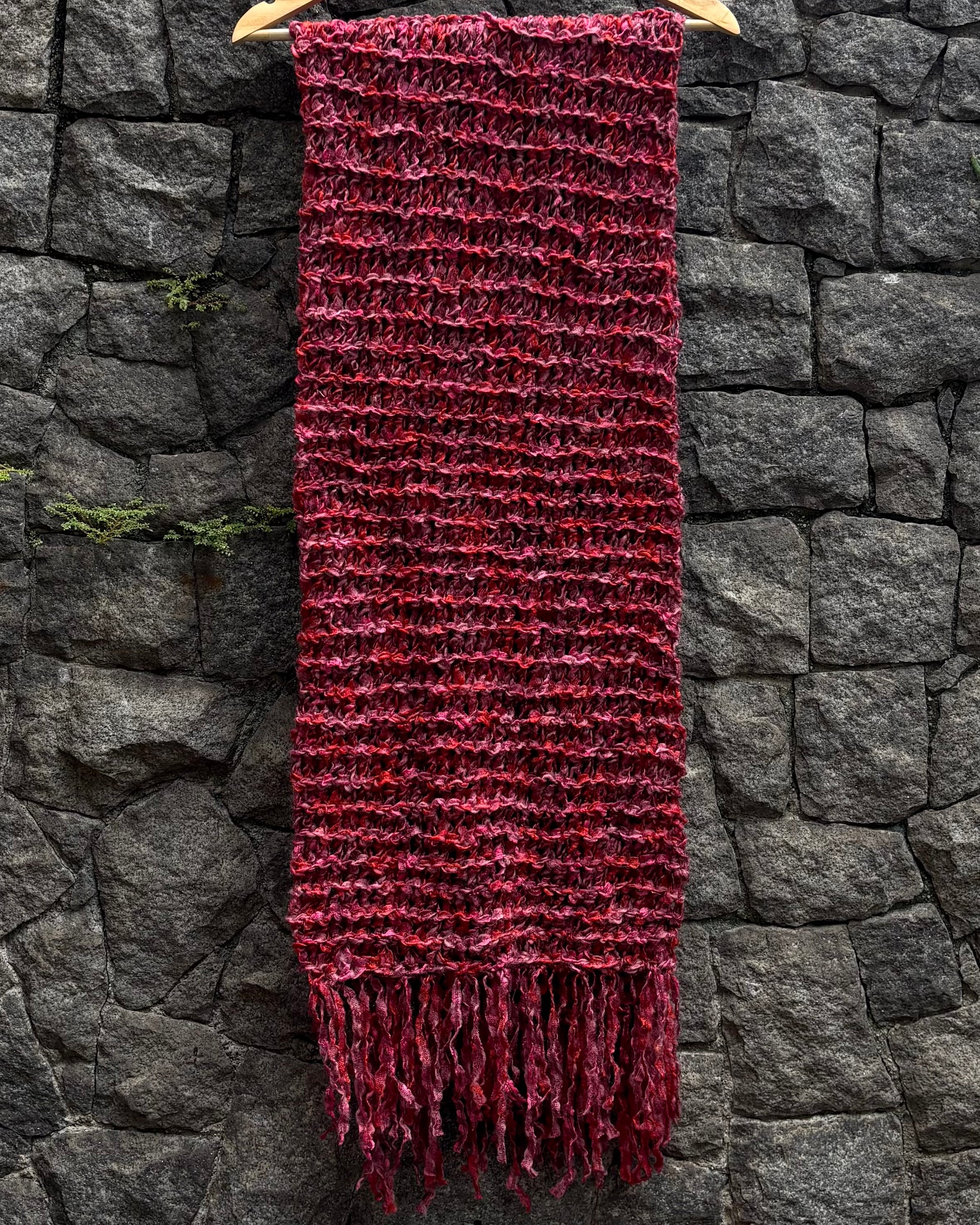 cachecol tricô | 100% feito a mão • pink/vermelho - Fuá Ateliê