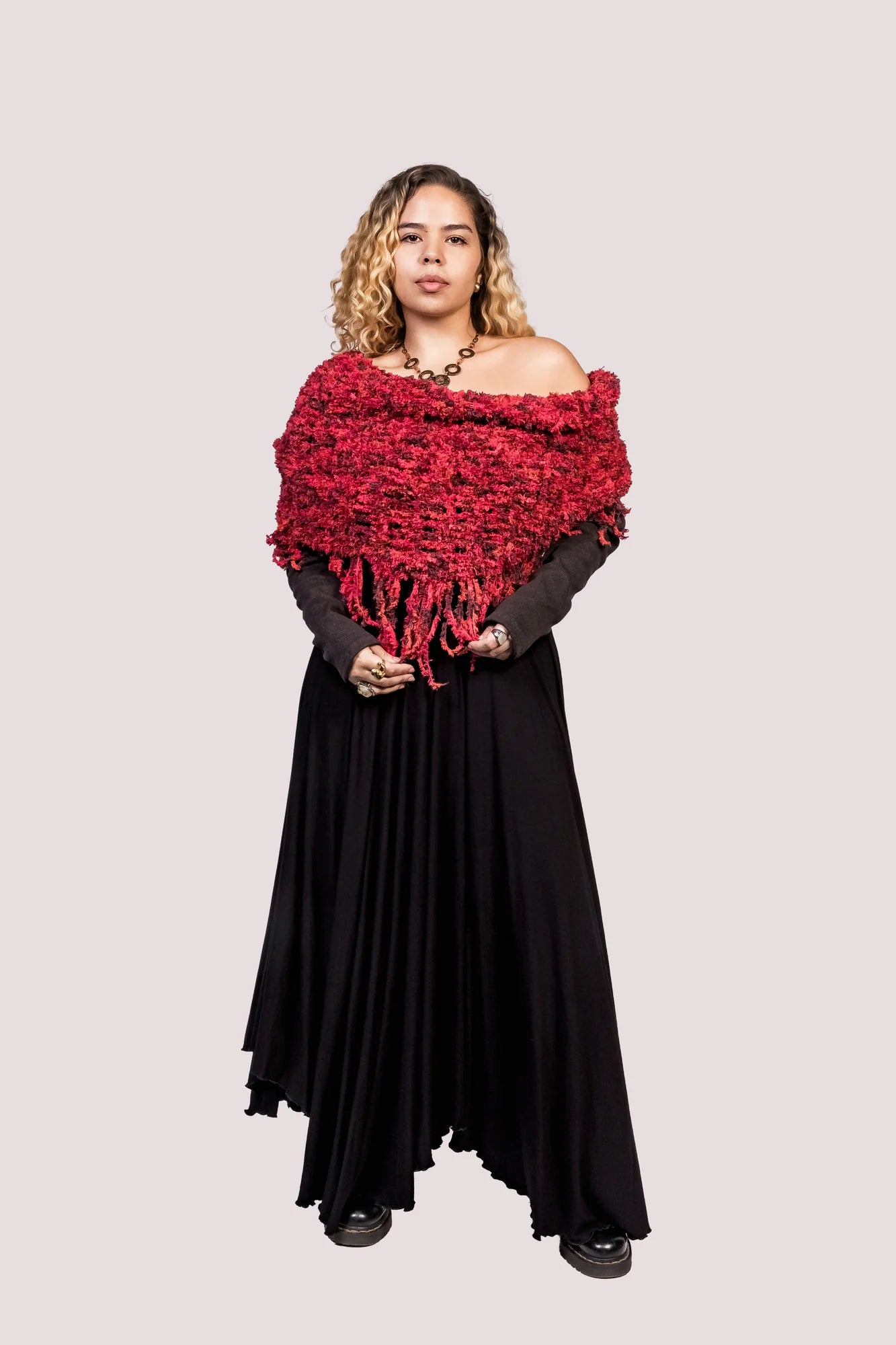 Cachecol infinito tricô | 100% feito a mão • pink/vermelho (Cópia) - Fuá Ateliê