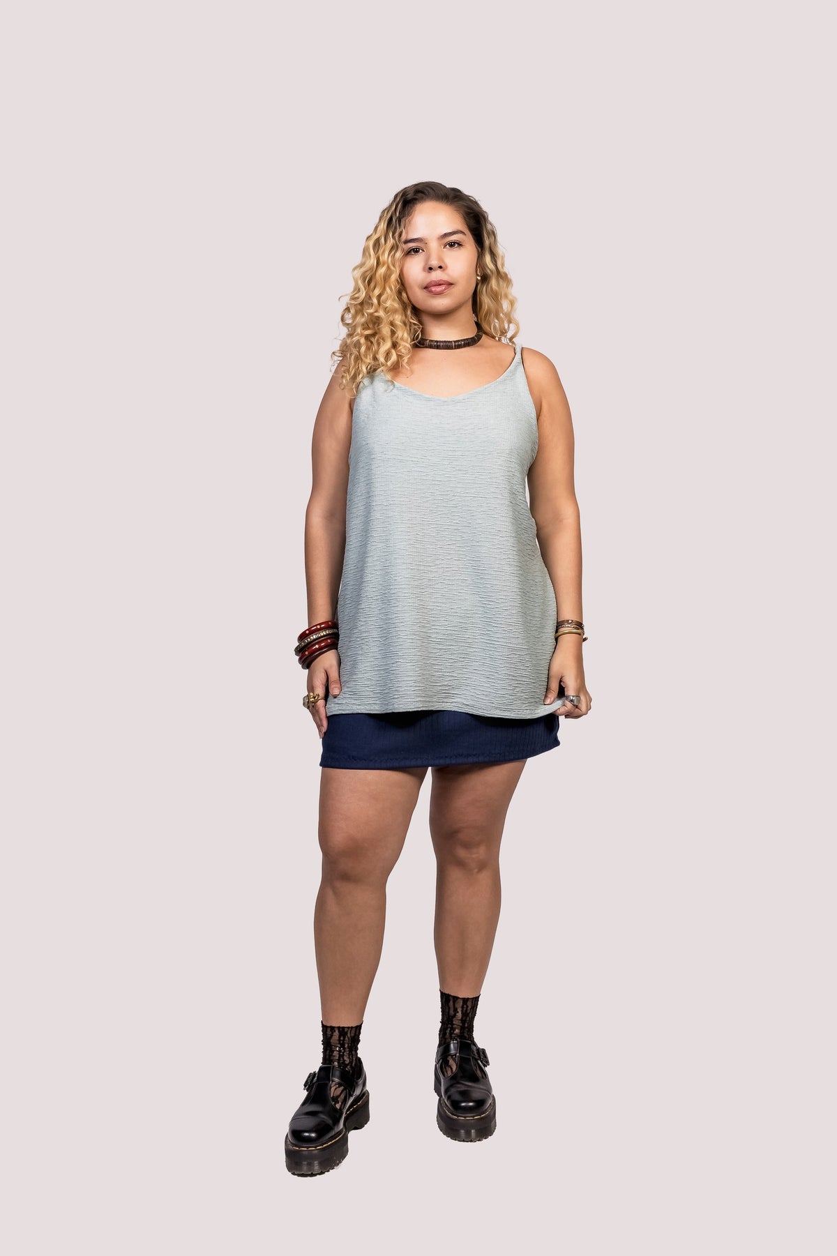 Glória | Regata Alcinha Azul Bebê Oversized Algodão - Fuá Ateliê