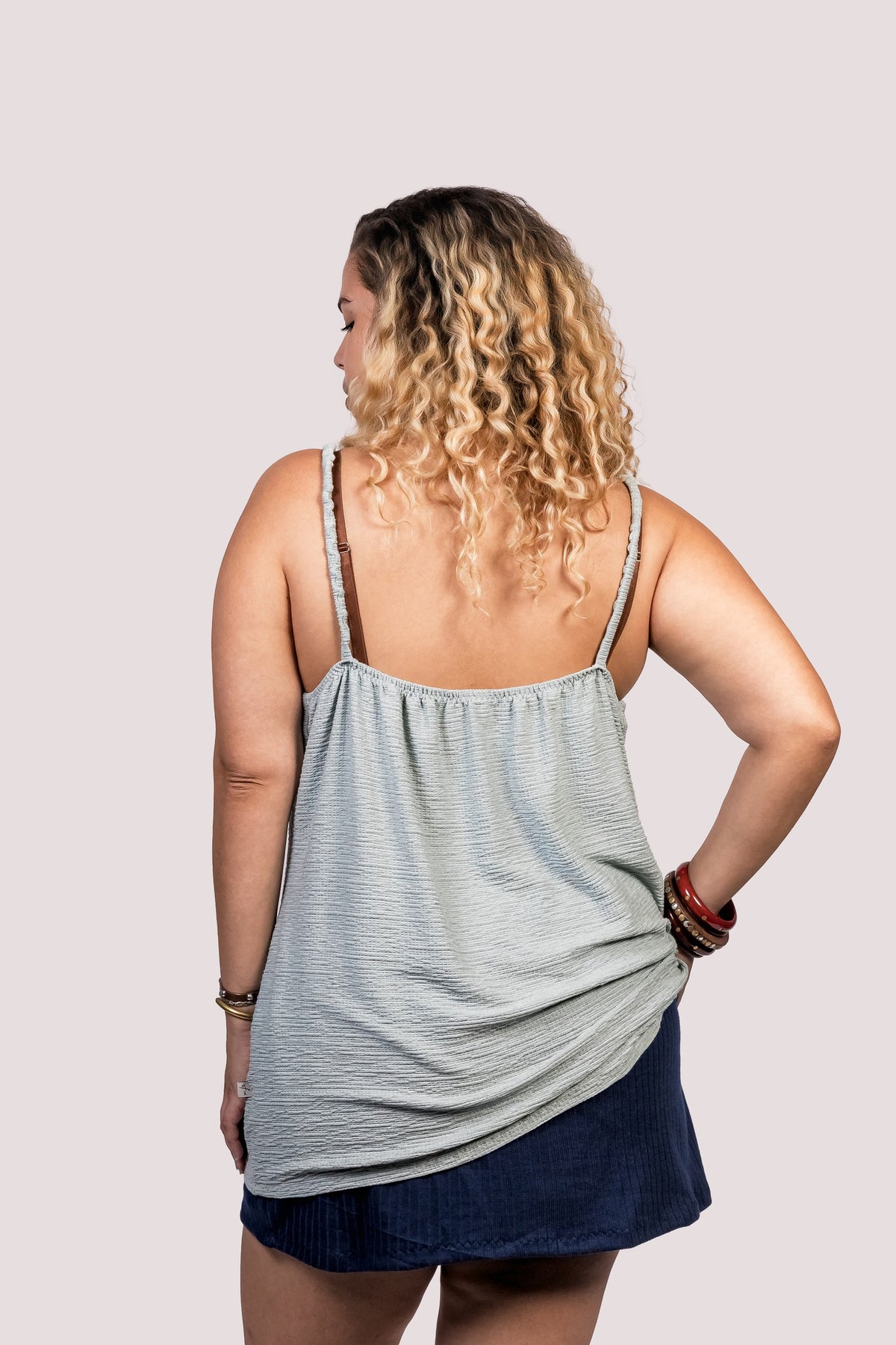 Glória | Regata Alcinha Azul Bebê Oversized Algodão - Fuá Ateliê