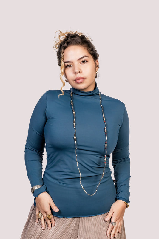 Anna | Blusa Manga Longa Poliamida Justa - Fuá Ateliê
