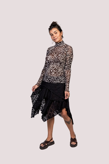 Anna | Blusa Manga Longa Tule Estampado - Fuá Ateliê