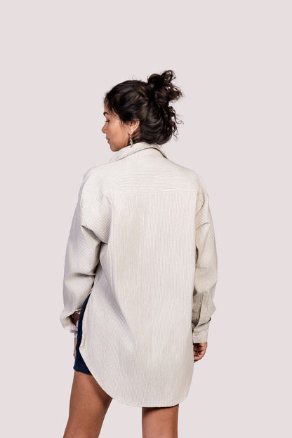Etérea | Camisa Manga Longa • listrada cru algodão - Fuá Ateliê