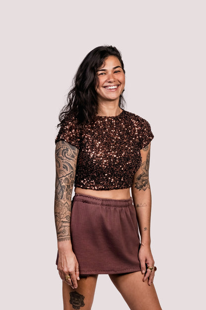 Majestade | Blusa Paetê Shape Básico - Fuá Ateliê