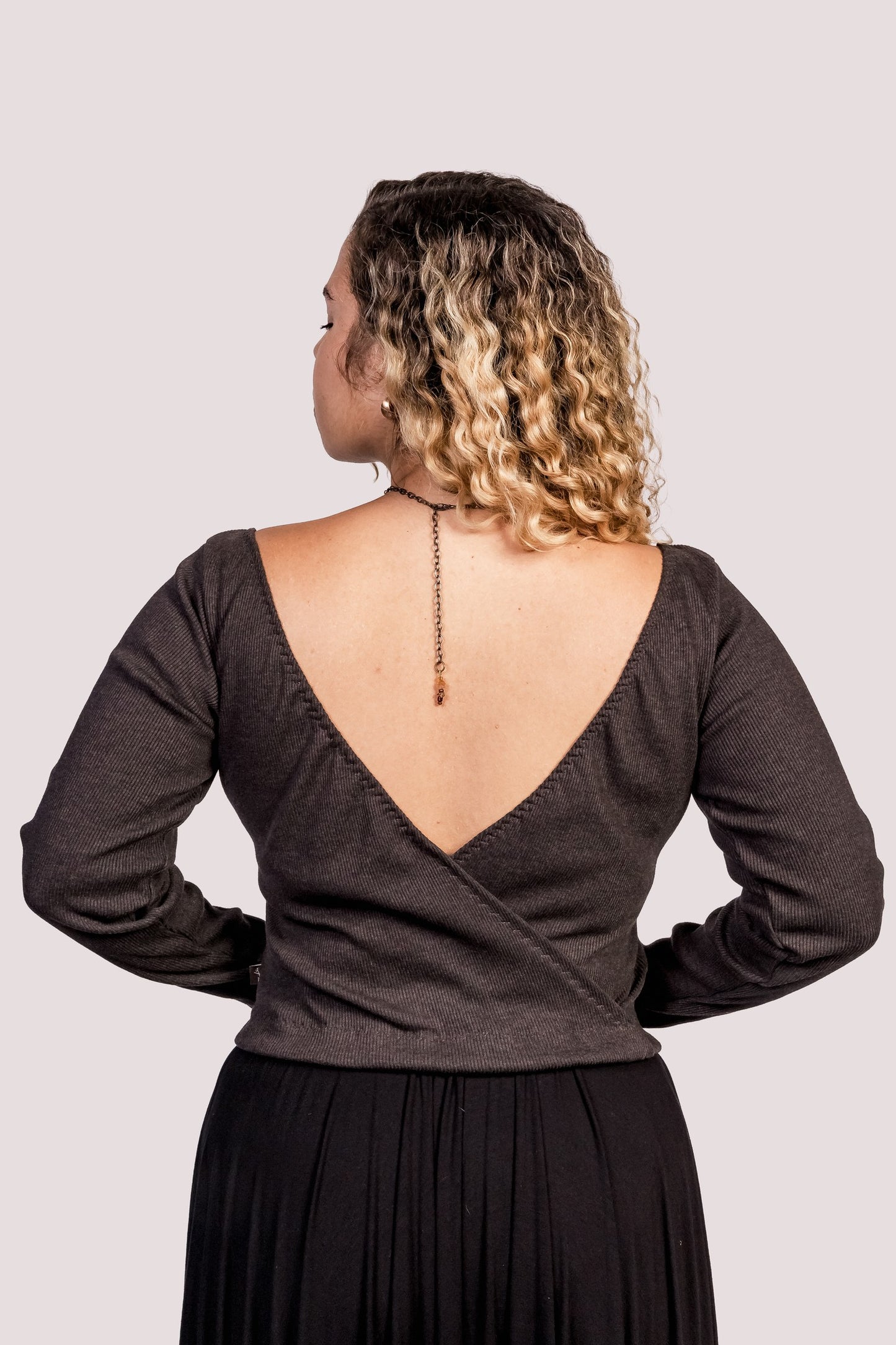 Dual Frio | Blusa Manga Longa Ribana Decote Duplo - Fuá Ateliê