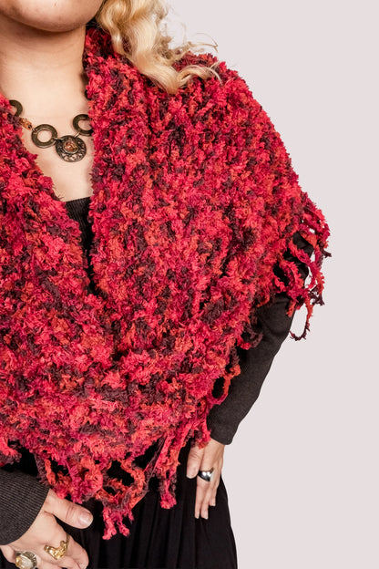 Cachecol infinito tricô | 100% feito a mão • pink/vermelho (Cópia) - Fuá Ateliê