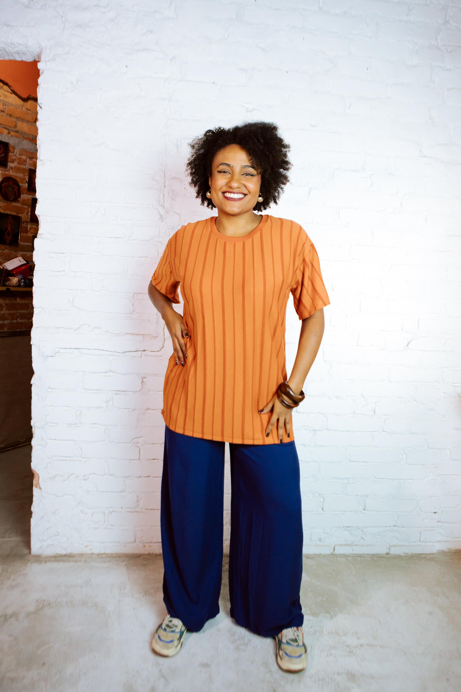 Crua | Blusa solta 󠁯•󠁏󠁏 algodão laranja - Fuá Ateliê
