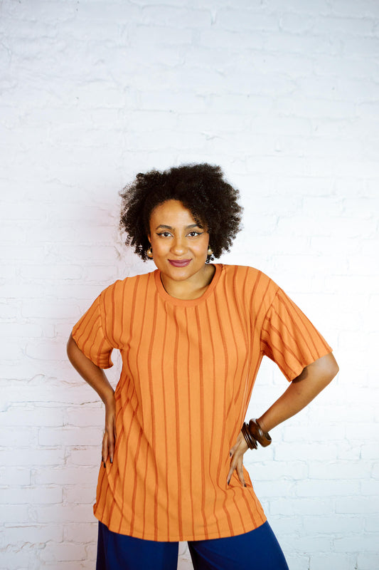 Crua | Blusa solta 󠁯•󠁏󠁏 algodão laranja - Fuá Ateliê