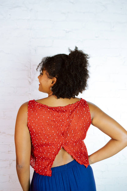 Inversa | Cropped mutante duas formas de usar 󠁯•󠁏󠁏 algodão e poliéster vermelho - Fuá Ateliê