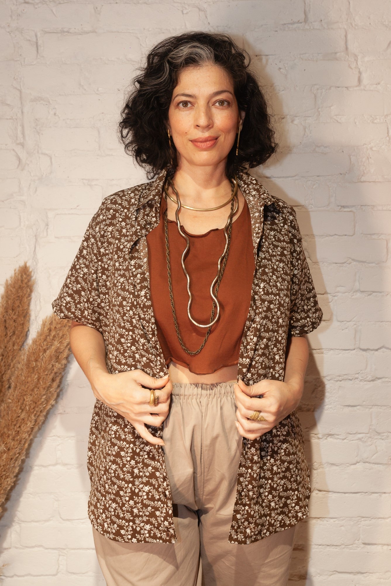 Cosmos | Camisa oversized manga curta sem gênero 󠁯•󠁏󠁏 viscose - Fuá Ateliê