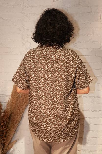 Cosmos | Camisa oversized manga curta sem gênero 󠁯•󠁏󠁏 viscose - Fuá Ateliê