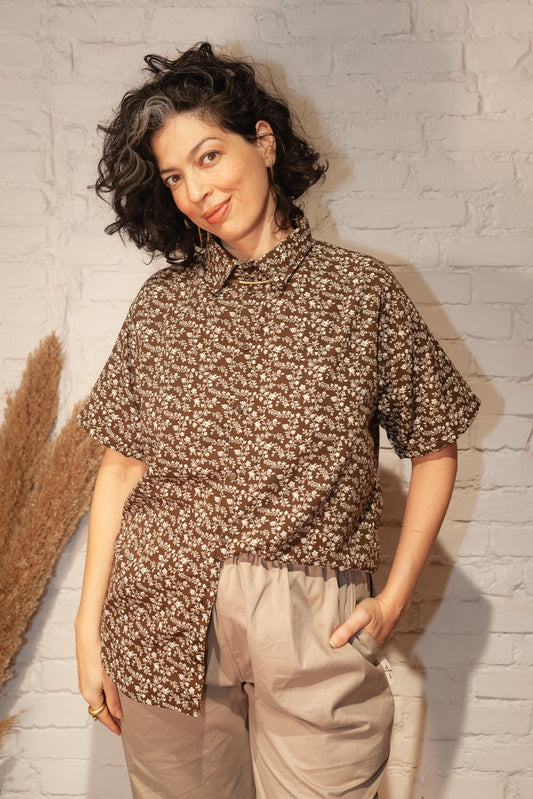 Cosmos | Camisa oversized manga curta sem gênero 󠁯•󠁏󠁏 viscose - Fuá Ateliê