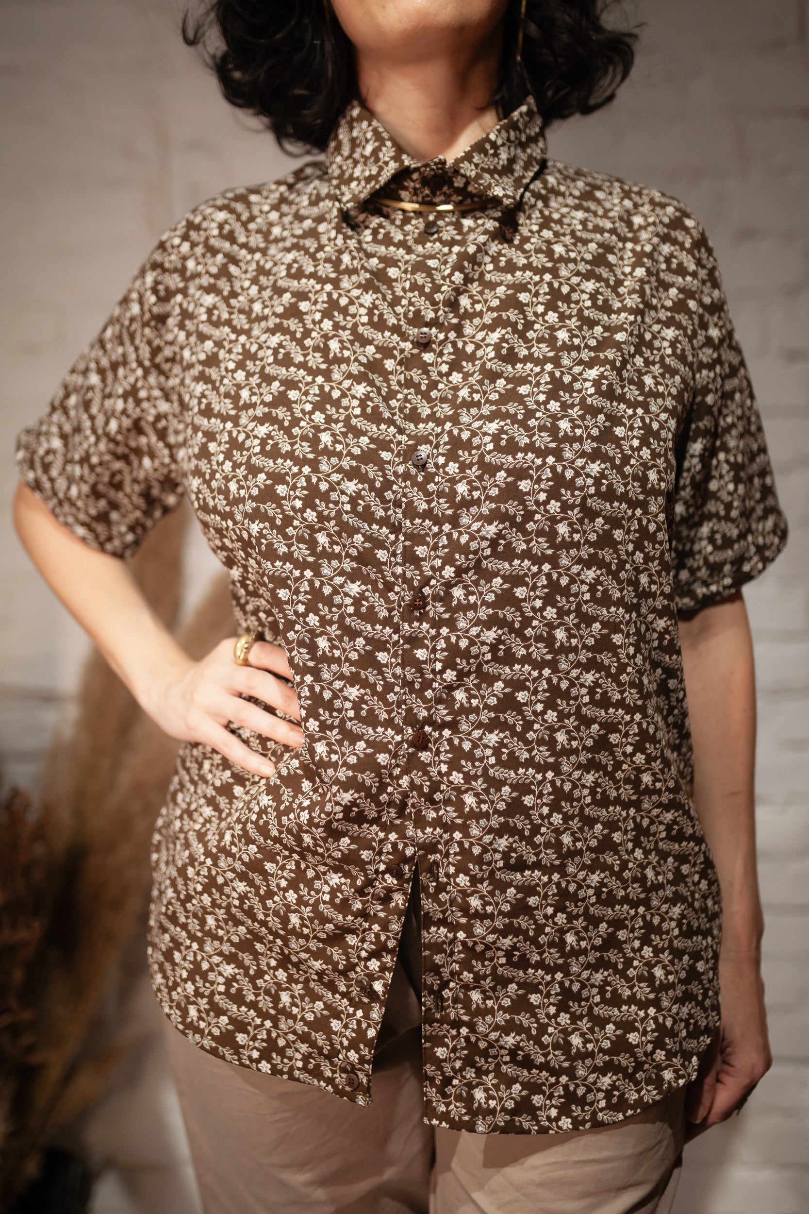 Cosmos | Camisa oversized manga curta sem gênero 󠁯•󠁏󠁏 viscose - Fuá Ateliê