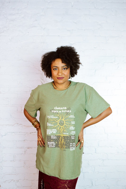 Fusão | Camiseta oversized dupla face 󠁯•󠁏󠁏 cânhamo verde - Fuá Ateliê