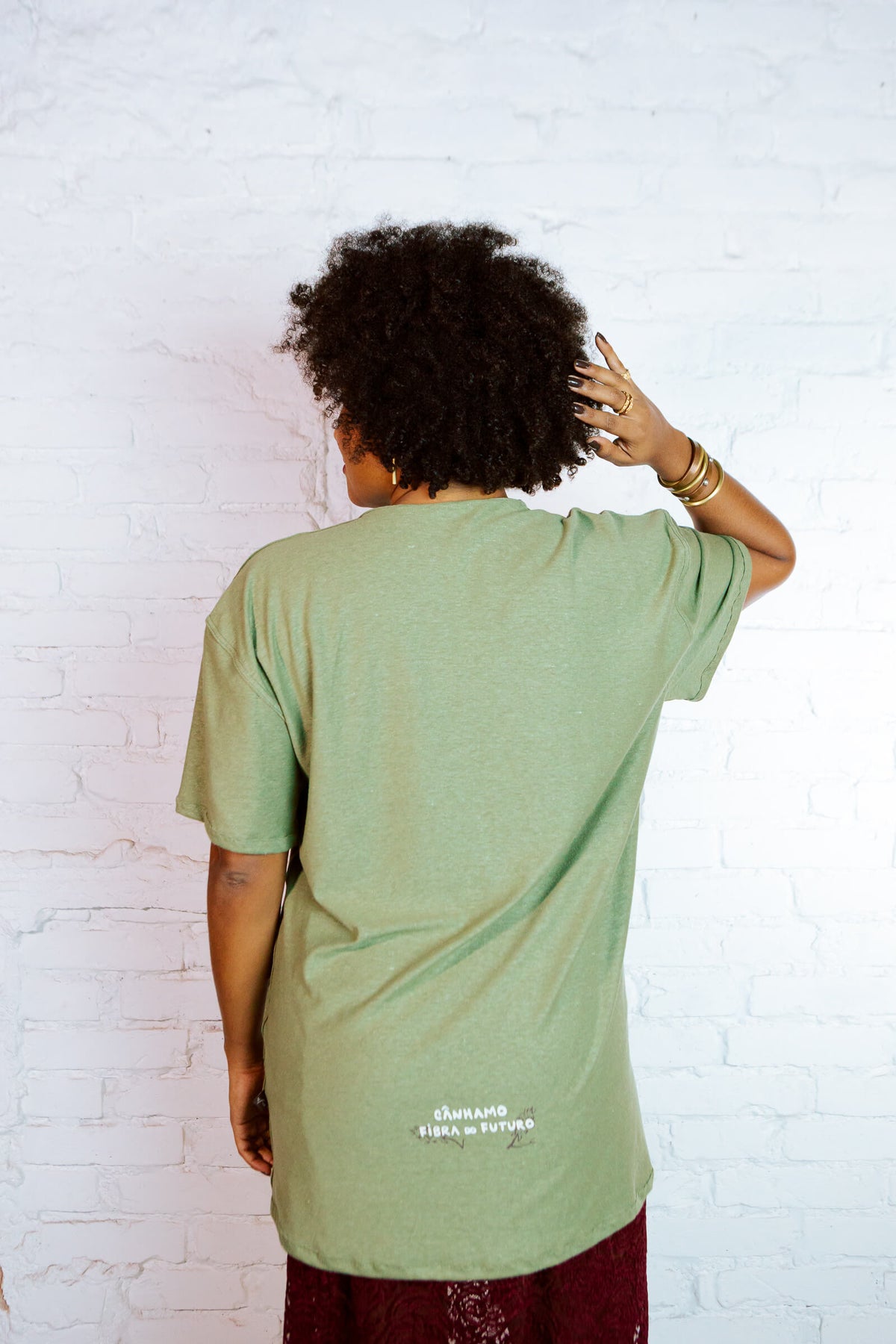 Fusão | Camiseta oversized dupla face 󠁯•󠁏󠁏 cânhamo verde - Fuá Ateliê