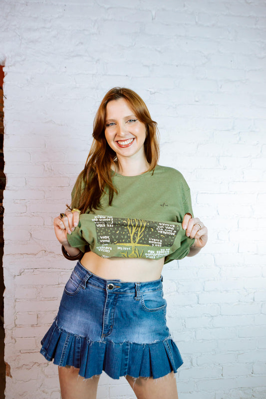 Fusão | Camiseta oversized dupla face 󠁯•󠁏󠁏 cânhamo verde - Fuá Ateliê